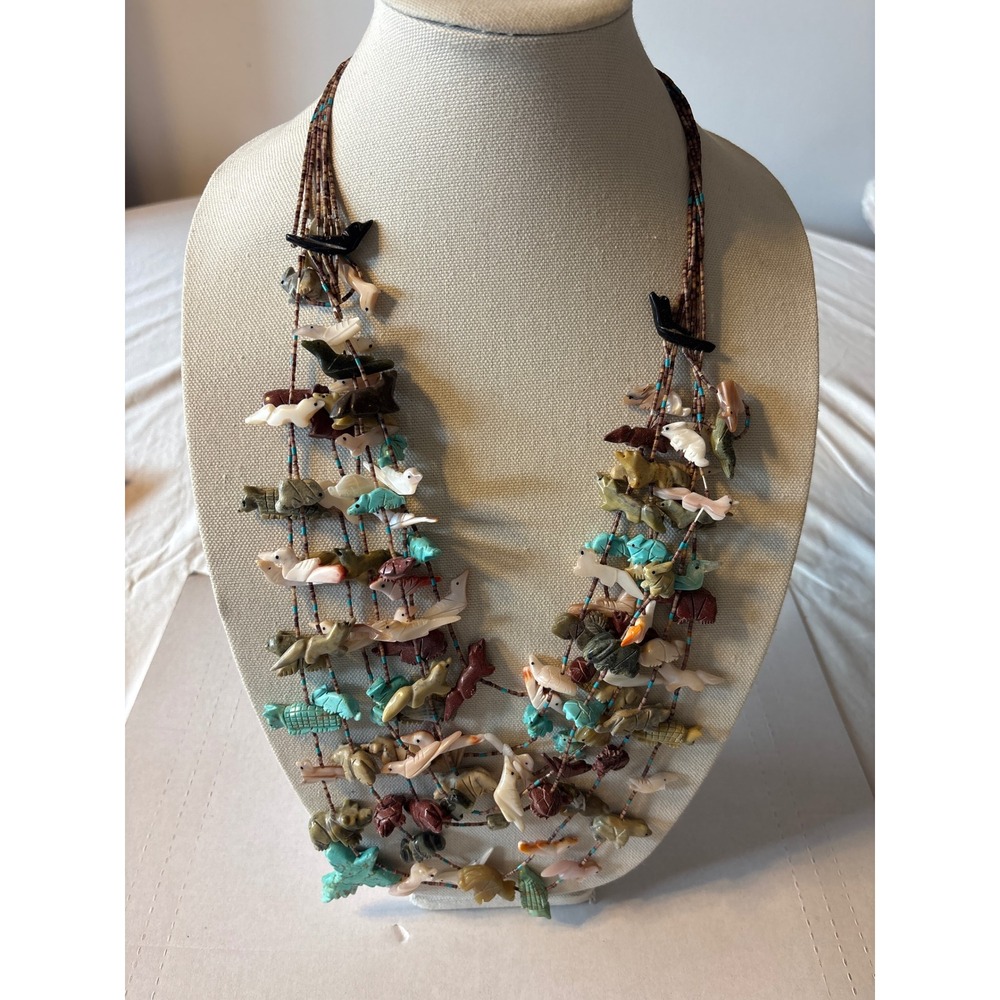 Fetish Necklace Unisex 30" Multi-Color t 5-Strand‎ Animal Carved